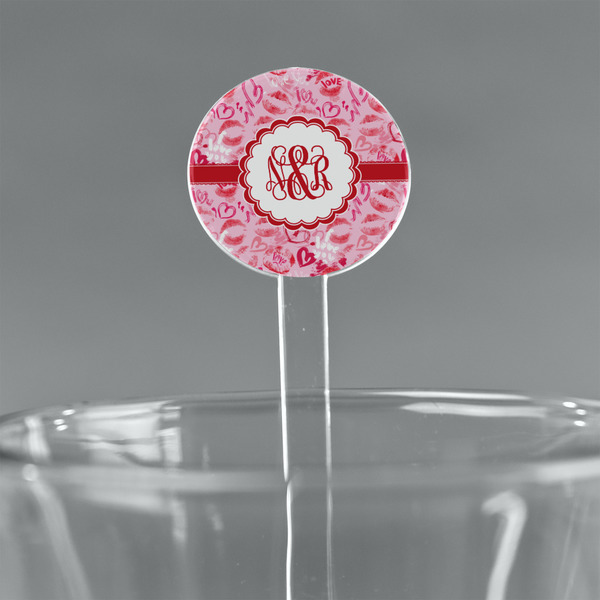 Custom Lips n Hearts 7" Round Plastic Stir Sticks - Clear (Personalized)