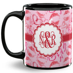 Lips n Hearts 11 Oz Coffee Mug - Black (Personalized)