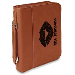 Lips n Hearts Leatherette Bible Cover with Handle & Zipper - Small - Single Sided (Personalized)