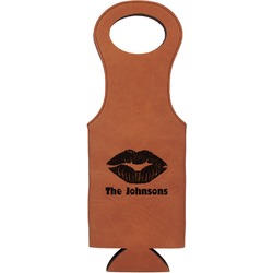 Lips n Hearts Leatherette Wine Tote - Single Sided (Personalized)