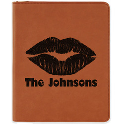 Lips n Hearts Leatherette Zipper Portfolio with Notepad - Single Sided (Personalized)