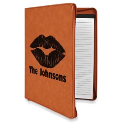 Lips n Hearts Leatherette Zipper Portfolio with Notepad (Personalized)