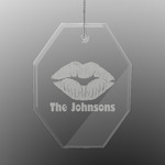 Lips n Hearts Engraved Glass Ornament - Octagon (Personalized)