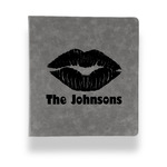 Lips n Hearts Leather Binder - 1" - Grey (Personalized)