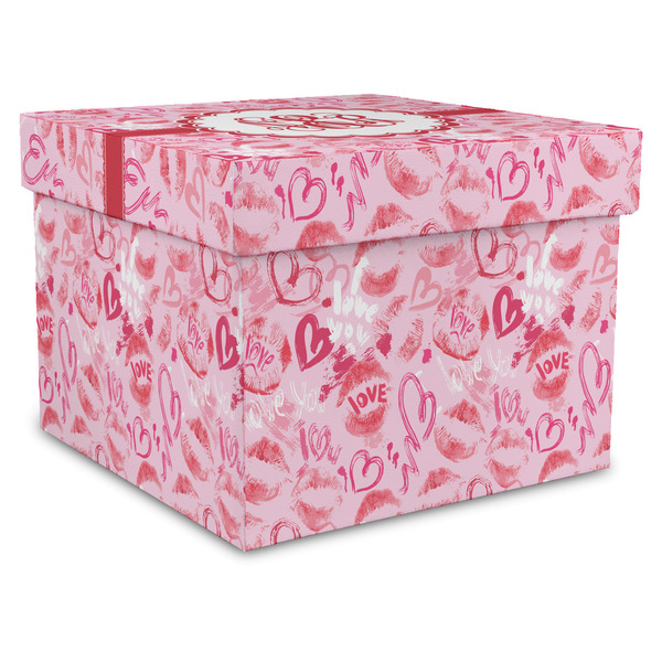 Custom Lips n Hearts Gift Box with Lid - Canvas Wrapped - XX-Large (Personalized)