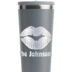 Lips n Hearts RTIC Everyday Tumbler with Straw - 28oz - Grey - Double-Sided (Personalized)