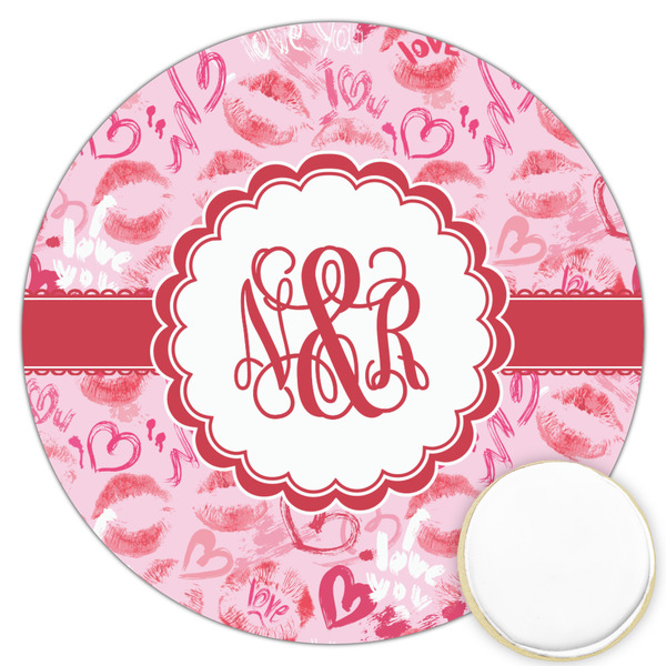 Custom Lips n Hearts Printed Cookie Topper - 3.25" (Personalized)