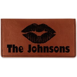 Lips n Hearts Leatherette Checkbook Holder - Double Sided (Personalized)