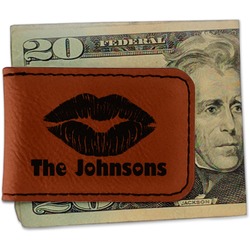 Lips n Hearts Leatherette Magnetic Money Clip - Double Sided (Personalized)