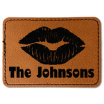 Lips n Hearts Faux Leather Iron On Patch - Rectangle (Personalized)