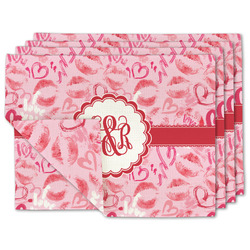 Lips n Hearts Double-Sided Linen Placemat - Set of 4 w/ Couple's Names