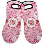 Lips n Hearts Neoprene Oven Mitts - Set of 2 w/ Couple's Names