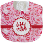 Lips n Hearts Velour Baby Bib w/ Couple's Names