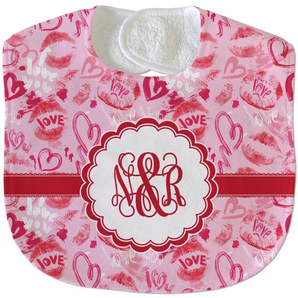 Custom Lips n Hearts Velour Baby Bib w/ Couple's Names