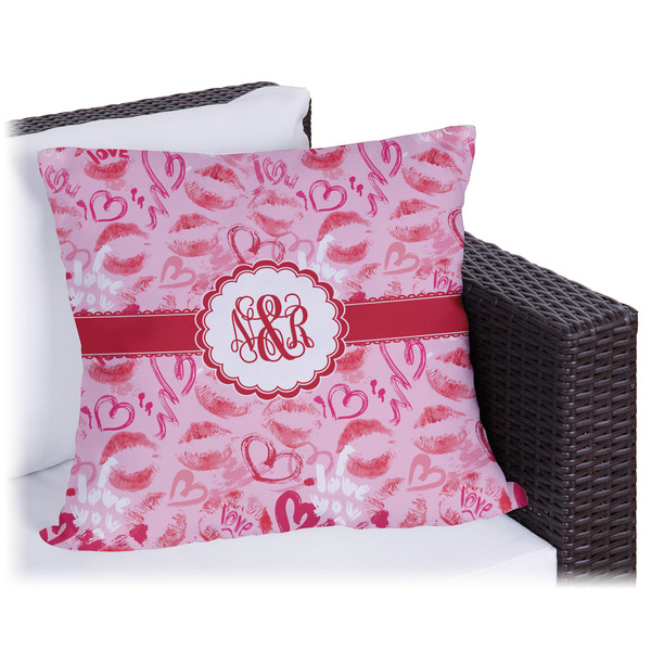 Custom Lips n Hearts Outdoor Pillow - 18" (Personalized)