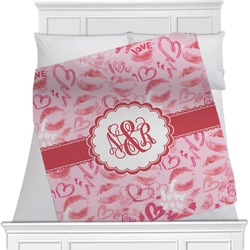 Lips n Hearts Minky Blanket - Toddler / Throw - 60"x50" - Double Sided (Personalized)