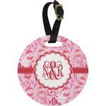 Lips n Hearts Plastic Luggage Tag - Round (Personalized)