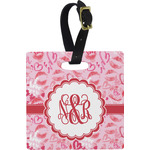 Lips n Hearts Plastic Luggage Tag - Square w/ Couple's Names