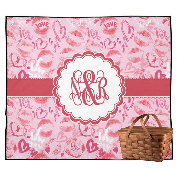 Custom Lips n Hearts Outdoor Picnic Blanket (Personalized)