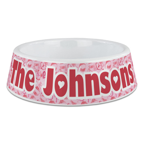 Custom Lips n Hearts Plastic Dog Bowl - Large (Personalized)