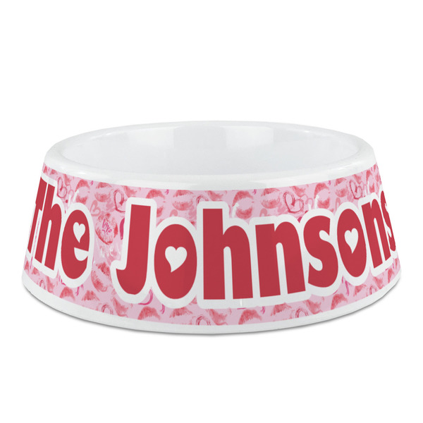 Custom Lips n Hearts Plastic Dog Bowl - Medium (Personalized)