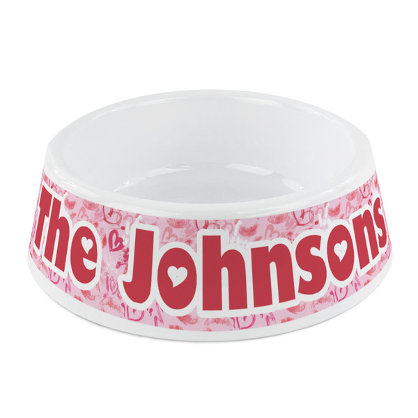 Custom Lips n Hearts Plastic Dog Bowl - Small (Personalized)