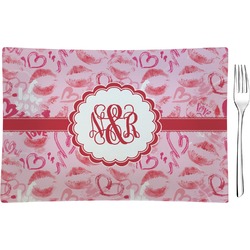 Lips n Hearts Glass Rectangular Appetizer / Dessert Plate (Personalized)