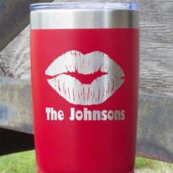 Lips n Hearts 20 oz Stainless Steel Tumbler - Red - Double Sided (Personalized)