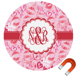 Lips n Hearts Round Car Magnet - 10" (Personalized)