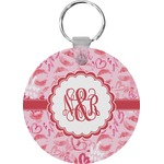 Lips n Hearts Round Plastic Keychain (Personalized)