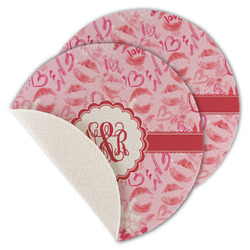 Lips n Hearts Round Linen Placemat - Single Sided - Set of 4 (Personalized)