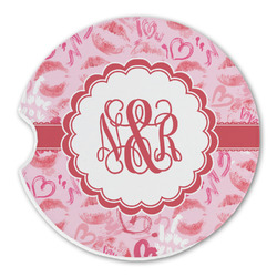 Lips n Hearts Sandstone Car Coaster - Single (Personalized)