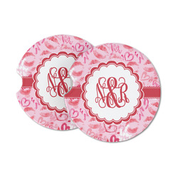Lips n Hearts Sandstone Car Coasters - Set of 2 (Personalized)