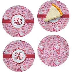 Lips n Hearts Set of 4 Glass Appetizer / Dessert Plate 8" (Personalized)