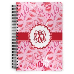 Lips n Hearts Spiral Notebook - 7x10 w/ Couple's Names