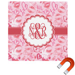 Lips n Hearts Square Car Magnet - 6" (Personalized)