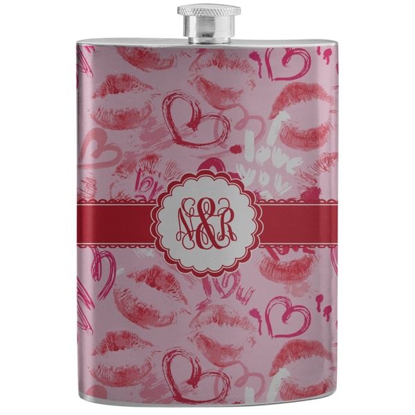 Custom Lips n Hearts Stainless Steel Flask (Personalized)