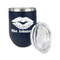 Lips n Hearts Stainless Wine Tumblers - Navy - Double Sided - Alt View