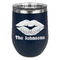 Lips n Hearts Stainless Wine Tumblers - Navy - Double Sided - Front