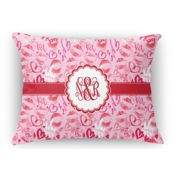 Lips n Hearts Rectangular Throw Pillow Case - 12"x18" (Personalized)