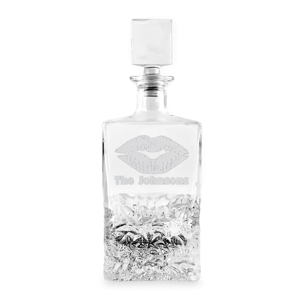 Custom Lips n Hearts Whiskey Decanter - 26 oz Rectangle (Personalized)