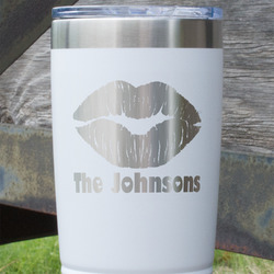 Lips n Hearts 20 oz Stainless Steel Tumbler - White - Double Sided (Personalized)