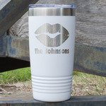 Lips n Hearts 20 oz Stainless Steel Tumbler - White - Double Sided (Personalized)