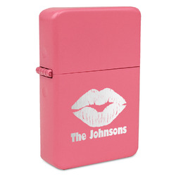 Lips n Hearts Windproof Lighter - Pink - Double Sided & Lid Engraved (Personalized)