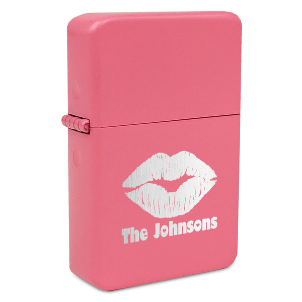 Custom Lips n Hearts Windproof Lighter - Pink - Double Sided (Personalized)