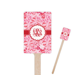 Lips n Hearts 6.25" Rectangle Wooden Stir Sticks - Double Sided (Personalized)