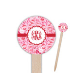 Lips n Hearts 6" Round Wooden Food Picks - Single Sided (Personalized)
