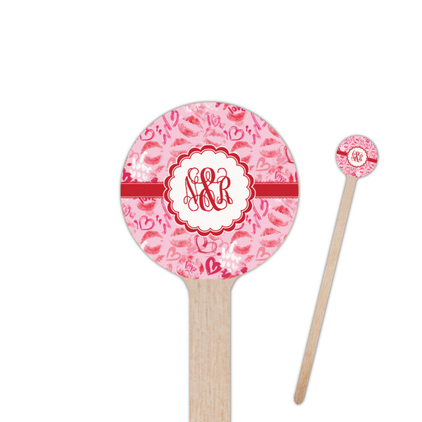 Custom Lips n Hearts 7.5" Round Wooden Stir Sticks - Single Sided (Personalized)