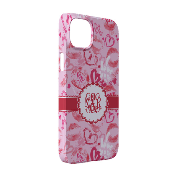 Custom Lips n Hearts iPhone Case - Plastic - iPhone 14 (Personalized)