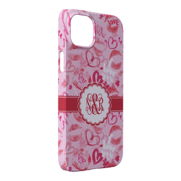 Custom Lips n Hearts iPhone Case - Plastic - iPhone 14 Plus (Personalized)